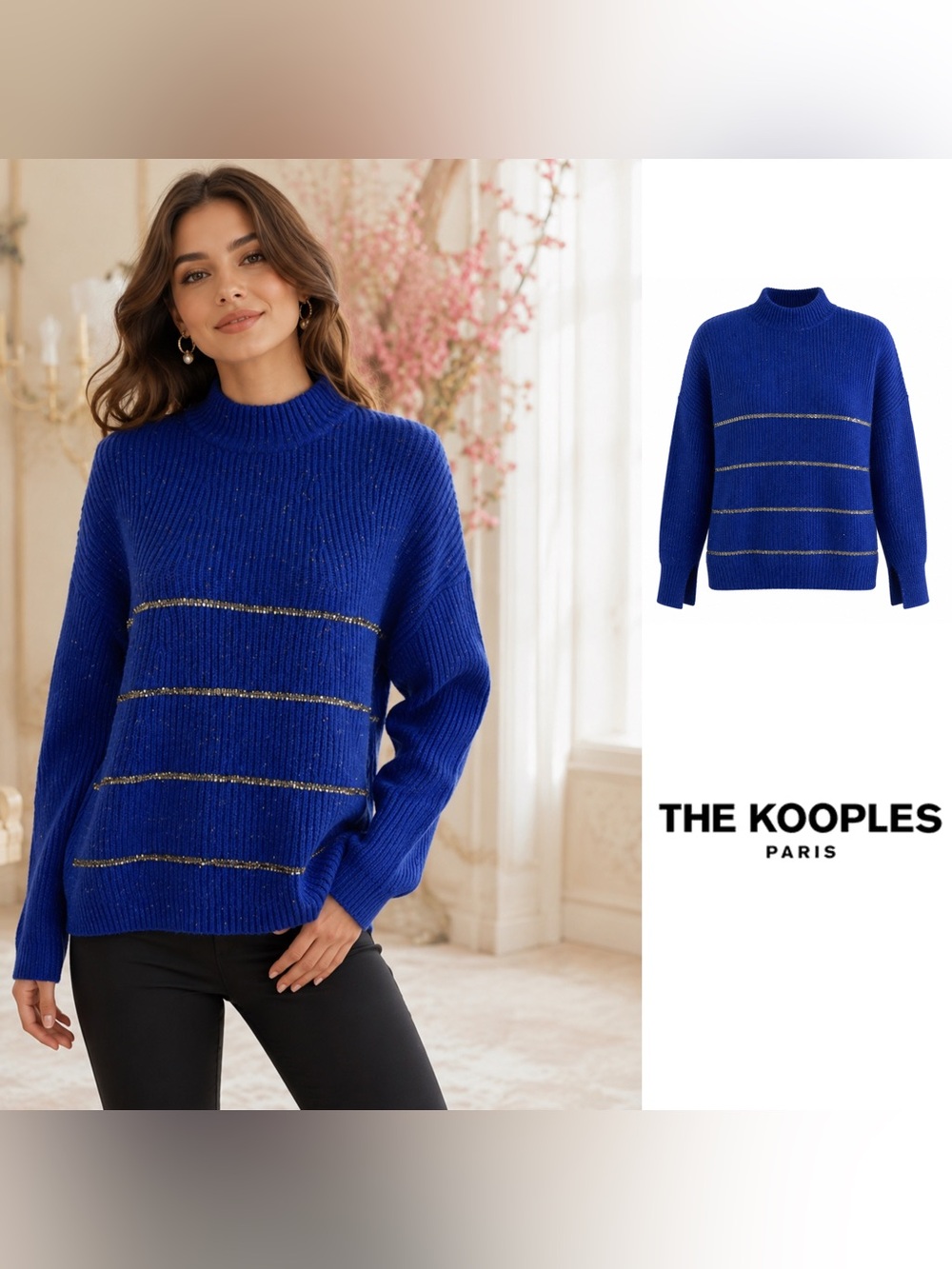 THE KOOPLES Blue Knit Jeweled Sweater